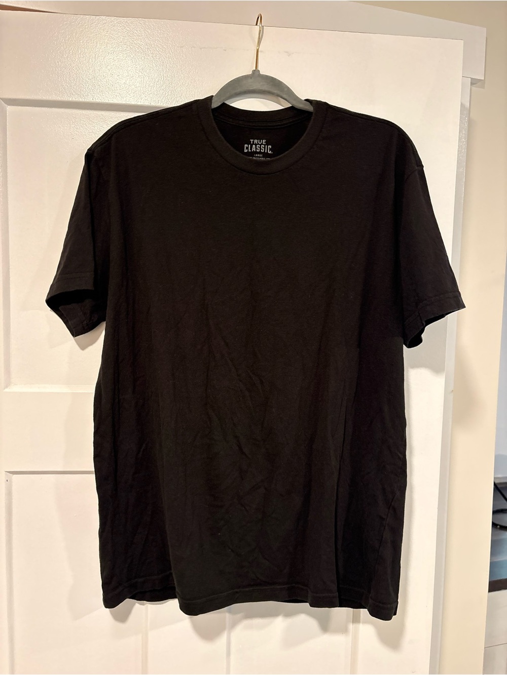 True Classic Crew Neck T-Shirt Short Sleeve Tee Black Large